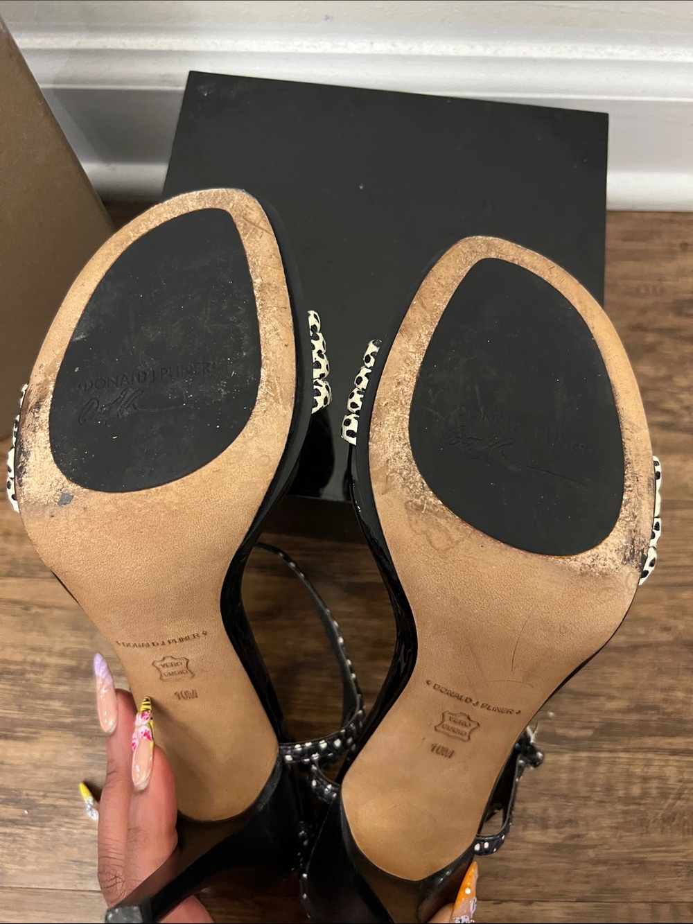 Donald J. Pliner Black & White Dot Ankle-Strap Sandals - Picture 2 of 9